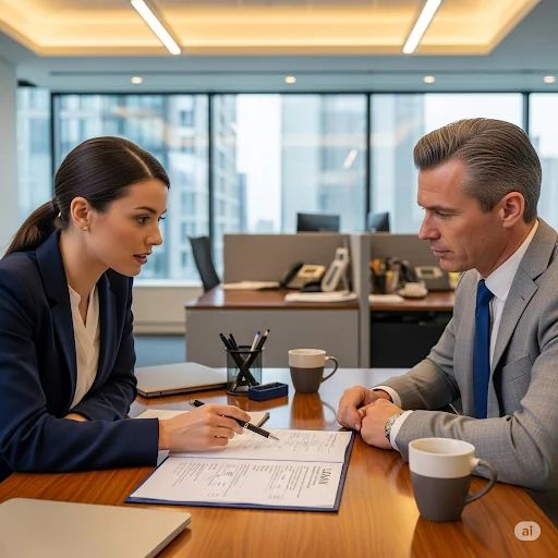 Préstamos de la Empresa discussion with HR and employee