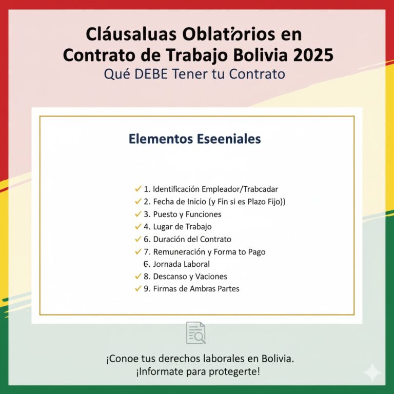 Cláusulas Obligatorias en Contrato de Trabajo Bolivia