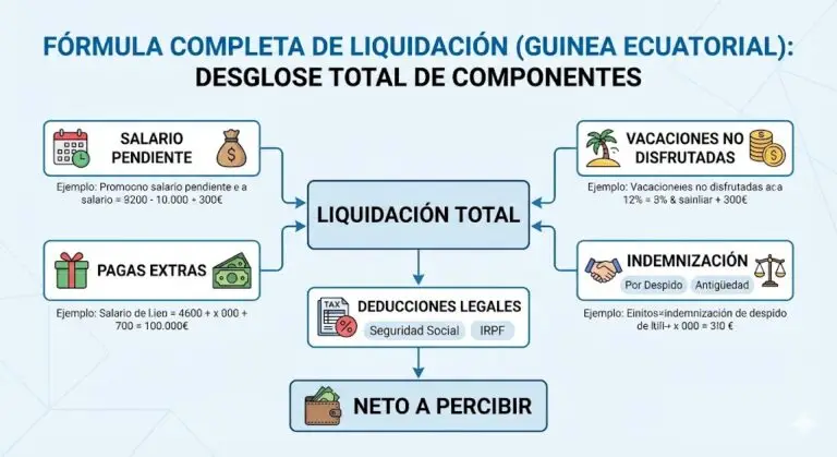 Fórmula Completa de Liquidación Desglose Total de Componentes en Guinea Ecuatorial